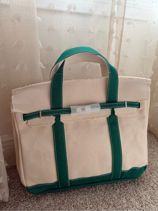 Handbags - Sunwin Viral tote bag- Boatkin - Canvas Tote Bag with Green Trim